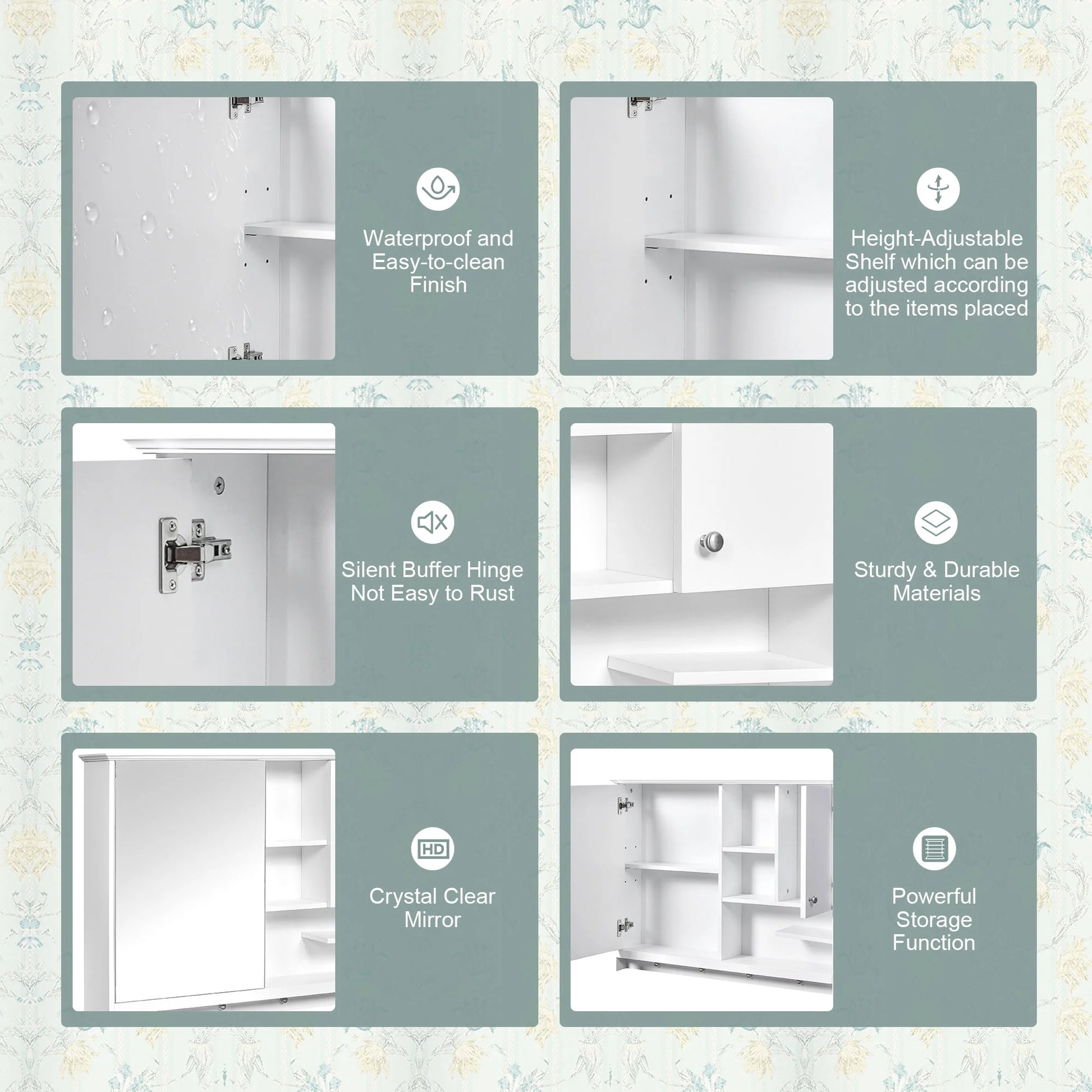 Bathroom Storage Cabinet 36 Inch Wall Mounted Medicine Cabinet, Bathroom Storage Cabinet with Mirror Door and Adjustabl Shelf, Mirror Cabinet for Bathroom,Bathroom Wall Storage