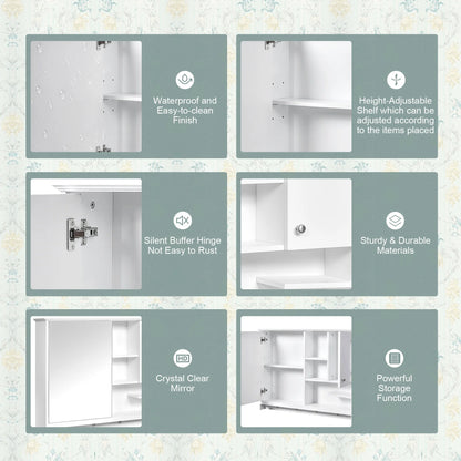 Bathroom Storage Cabinet 36 Inch Wall Mounted Medicine Cabinet, Bathroom Storage Cabinet with Mirror Door and Adjustabl Shelf, Mirror Cabinet for Bathroom,Bathroom Wall Storage
