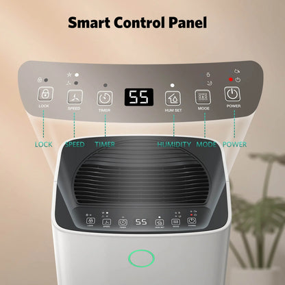 FREE VILLAGE Dehumidifier, 24 Pint Dehumidifiers Intelligent Humidity Control for Home Up to 1500 Sq. Ft, Auto Drainage, Digital Control Panel, 12 HrTimer, Dehumidifier for Basement, Bathroom, Bedroom