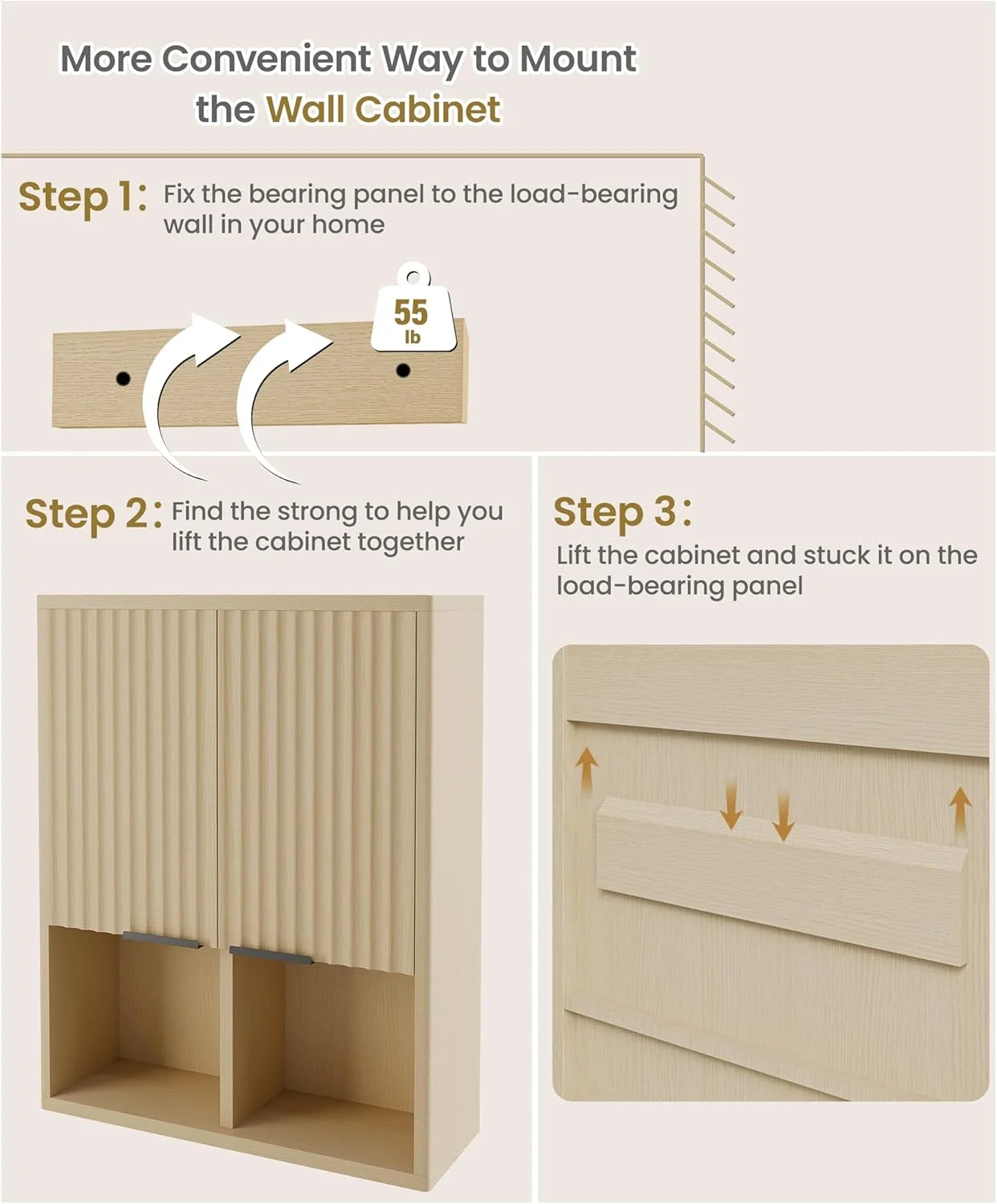 NEW Decorative Wall Cabinet with Motion Sensor LED and Adjustable Shelf for Bathroom ,Kitchen,Study (Oak Natural)