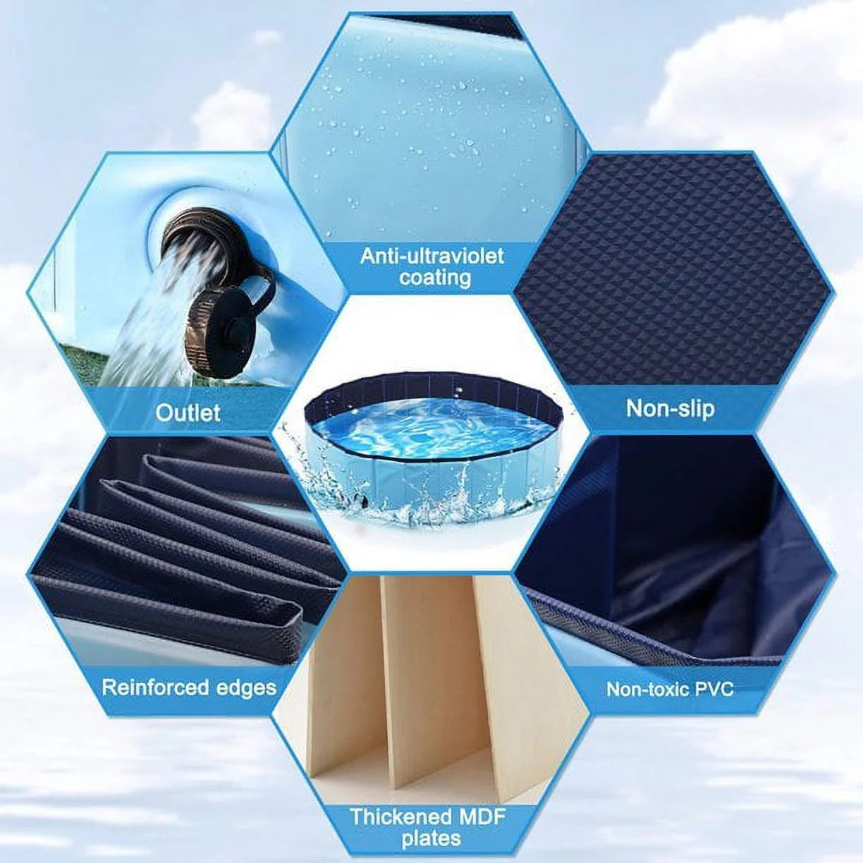 Portable Pet Swimming Pool Outdoor Kiddie Pools Collapsible Middle Dog Pet Bathing Tub Pool