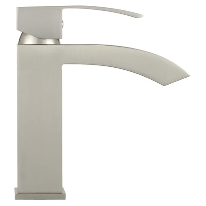 Marella 6" Single Hole Single Handle Modern Bathroom Sink Faucet, Matte White/Polished Chrome