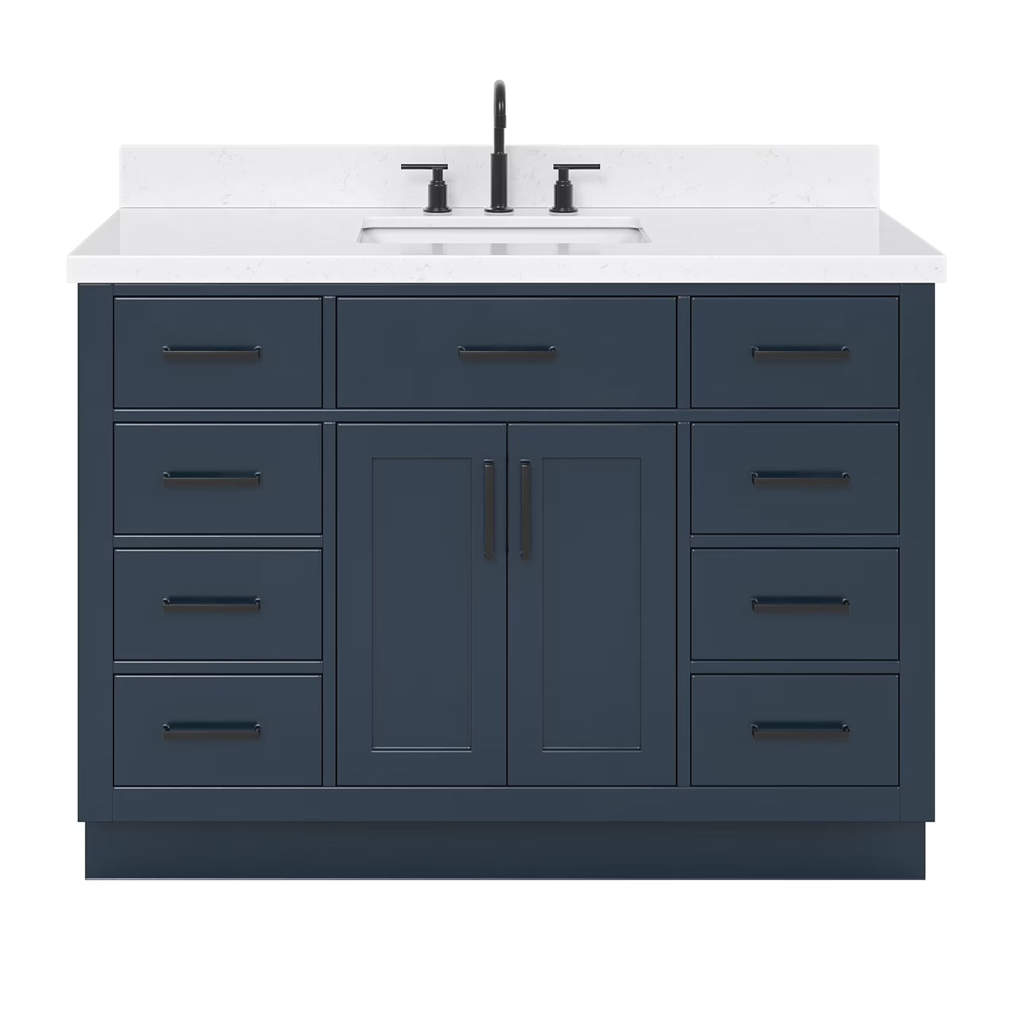 ARIEL Hepburn 48 Inch Rectangle Sink Bathroom Vanity With Carrara White Quartz Countertop 1.5 Edge In Grey