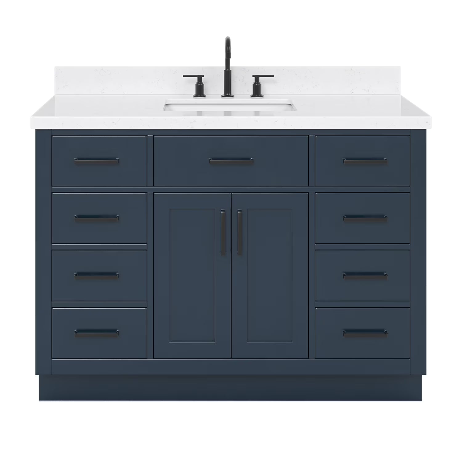 ARIEL Hepburn 48 Inch Rectangle Sink Bathroom Vanity With Carrara White Quartz Countertop 1.5 Edge In Grey