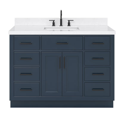ARIEL Hepburn 48 Inch Rectangle Sink Bathroom Vanity With Carrara White Quartz Countertop 1.5 Edge In Grey