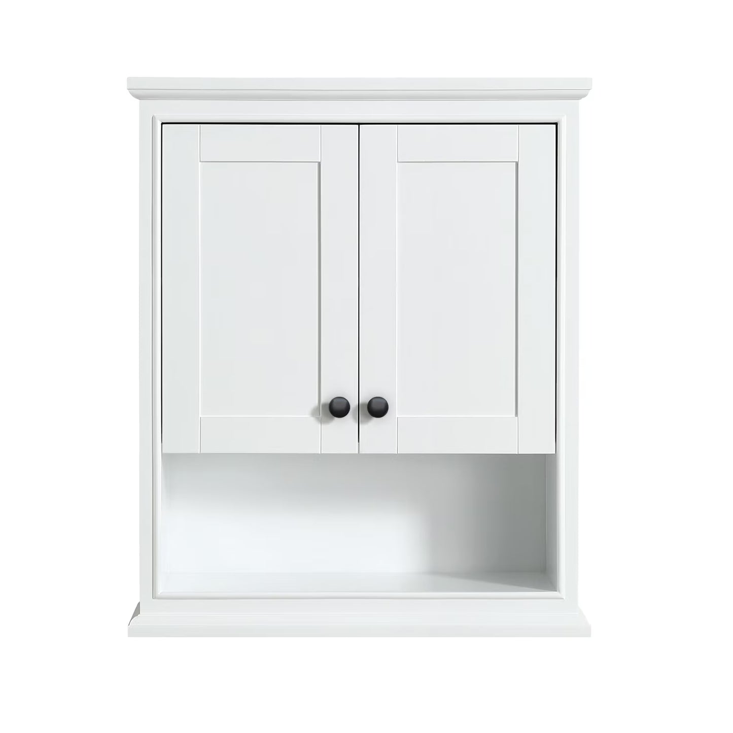 Wyndham Collection Deborah Over-the-Toilet Bathroom Wall-Mounted Storage Cabinet in Dark Gray with Matte Black Trim