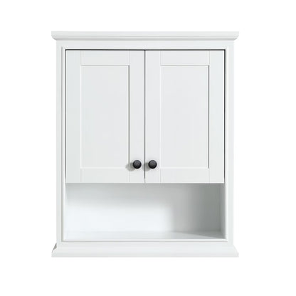 Wyndham Collection Deborah Over-the-Toilet Bathroom Wall-Mounted Storage Cabinet in Dark Gray with Matte Black Trim