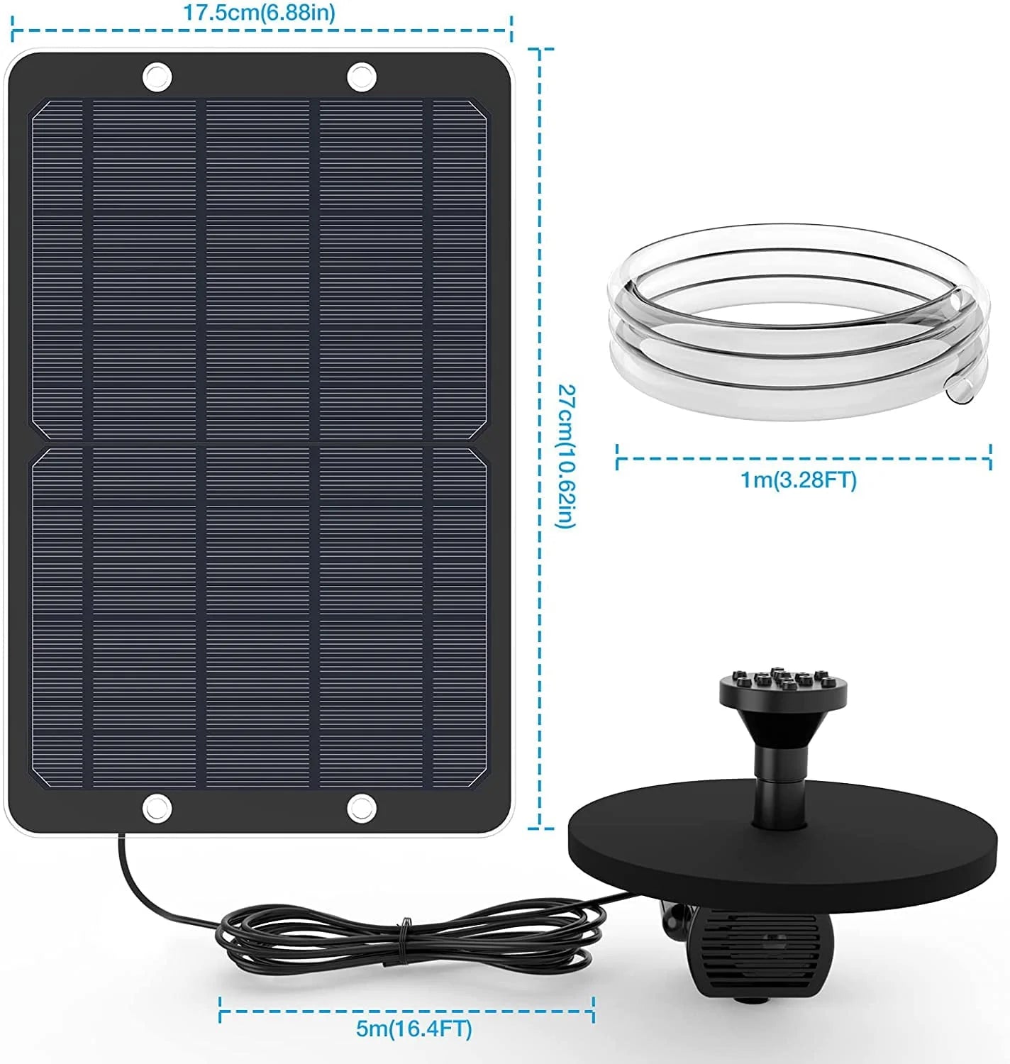 AISITIN 9W Solar Water Pump Kit, 10W Solar Powered Water Fountain Pump with 6 Nozzles, DIY Fountain Kit for Bird Bath, Ponds, Garden