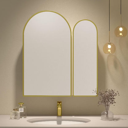 Black Arched Medicine Cabinet with Mirror,Black Medicine Cabinet with 2 Doors,Bathroom Medicine Cabinets Mirror Wall Mounted,24x28Inch