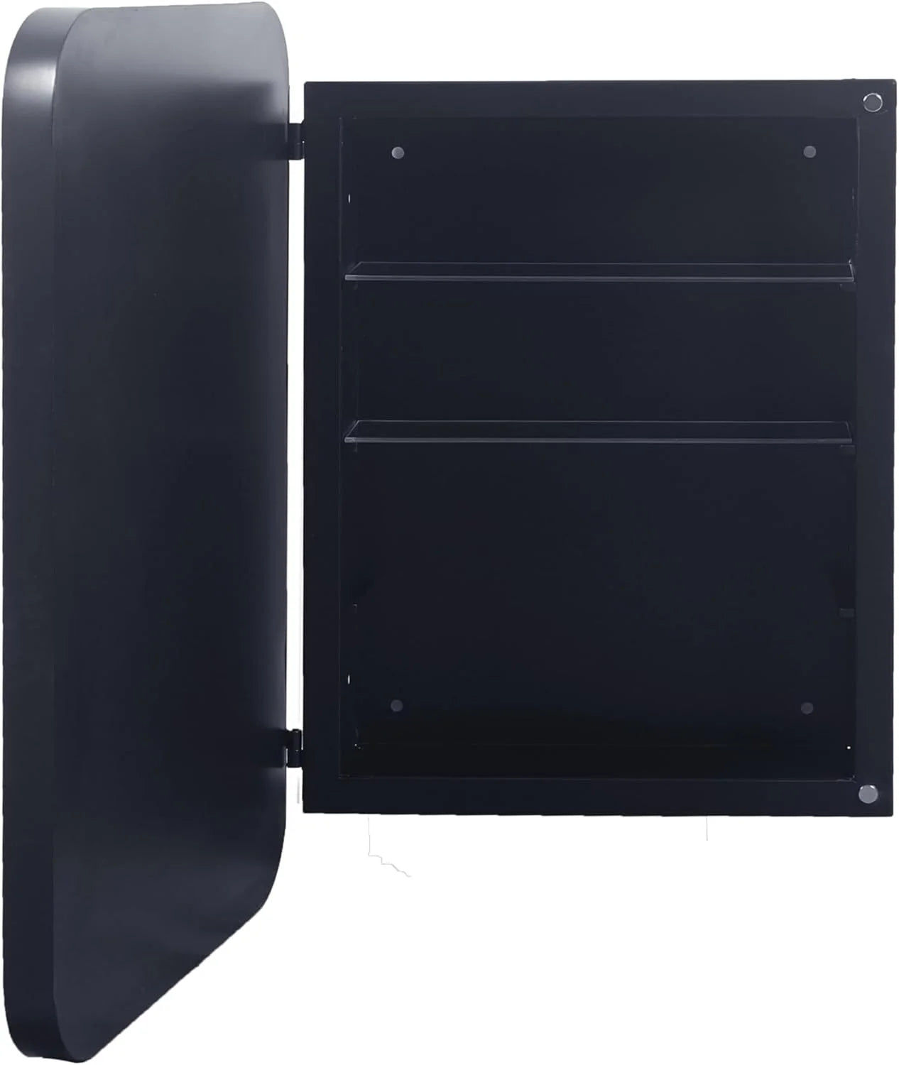 Bathroom Medicine Cabinet with Mirror,Recessed Round Corner Metal Framed Medicine Cabinet,Single Door Modern Storage Mirror Cabinet with Adjustable Shelves for Bathroom 15.74 x 23.6 Inch Matte Black