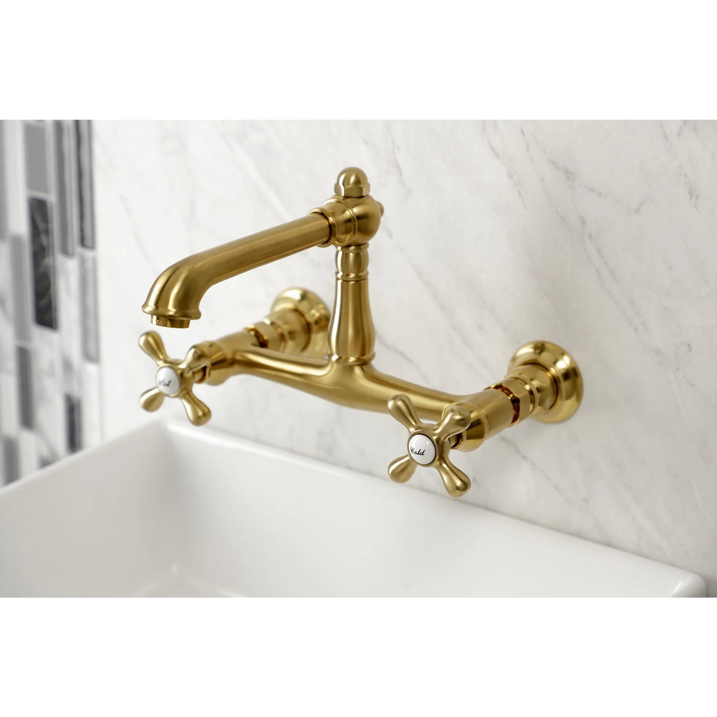 Kingston Brass KS7245AX 8-Inch Center Wall Mount Bathroom Faucet, Oil Rubbed Bronze