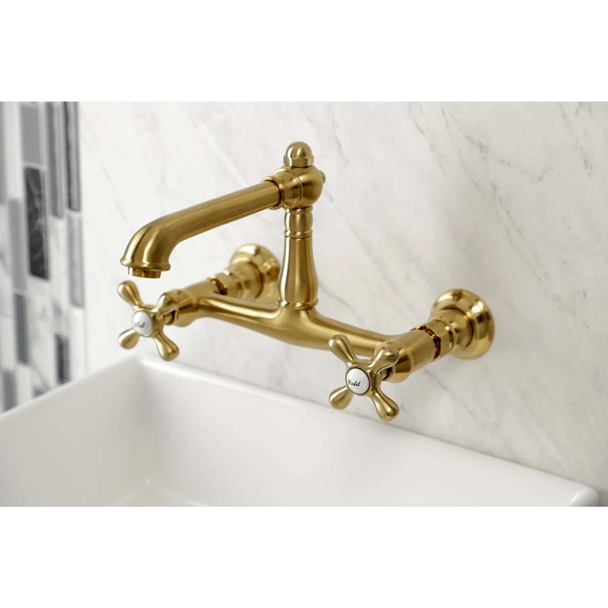 Kingston Brass KS7245AX 8-Inch Center Wall Mount Bathroom Faucet, Oil Rubbed Bronze