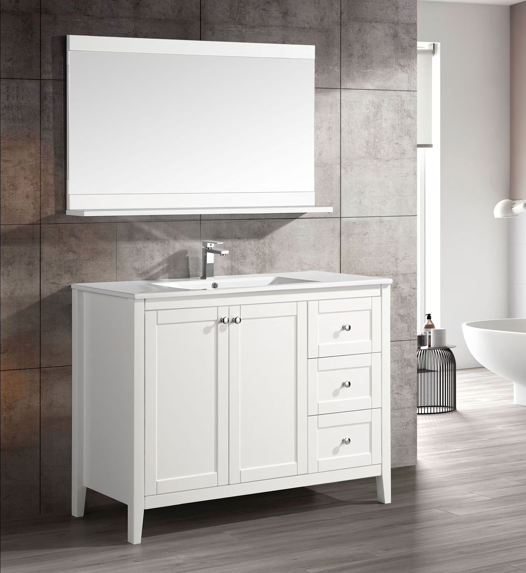 Cannes 48 Single, Two Doors, Three Drawers, Bathroom Vanity