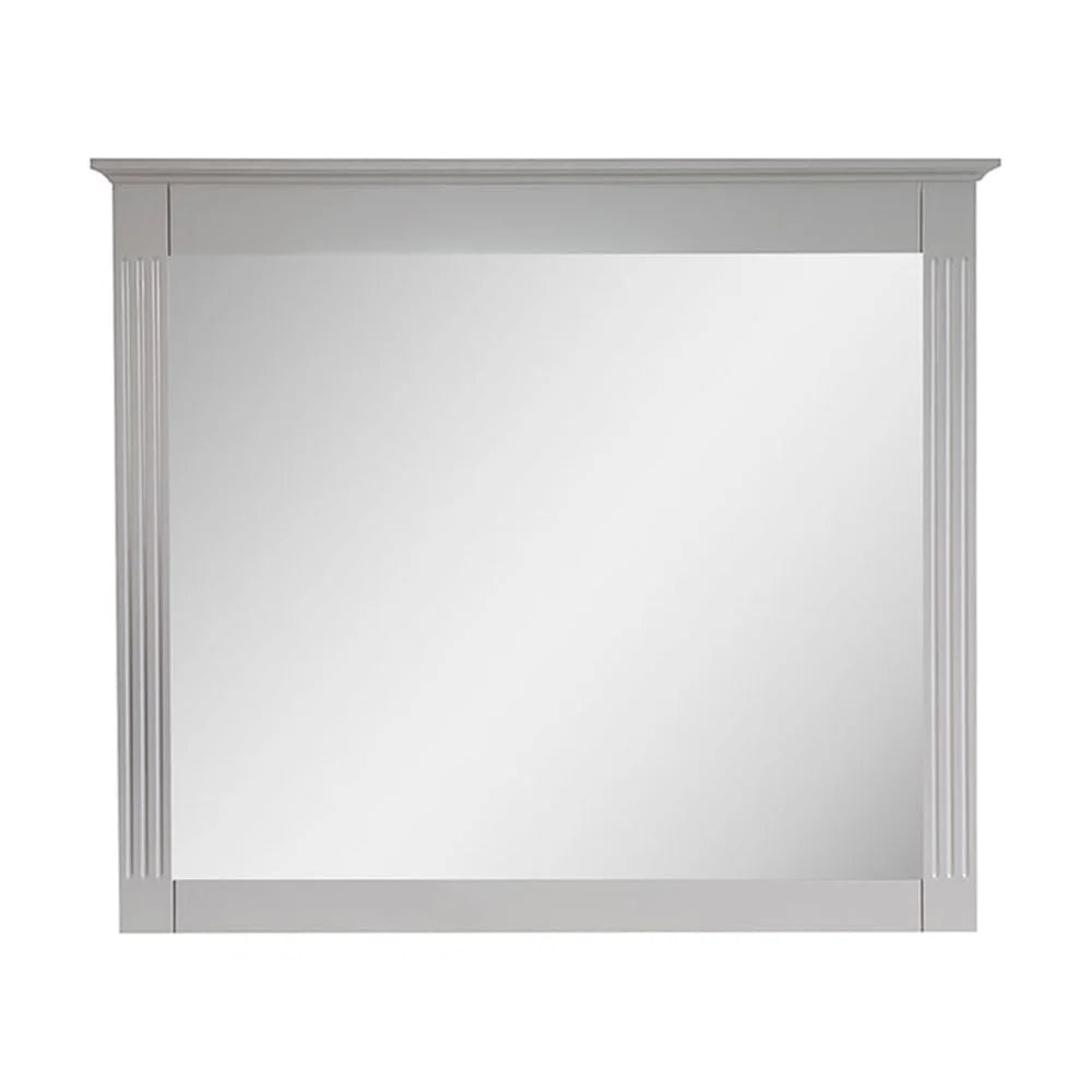 Forclover 38" x 33" Rectangle Wall-Mounted Wooden Framed Vanity Mirror, Makeup Bathroom Wall Mirror for Bathroom Living Room Entryway, White