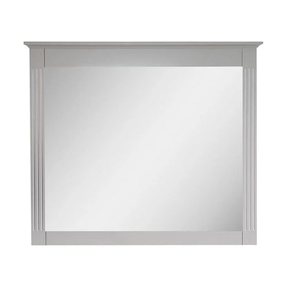 Forclover 38" x 33" Rectangle Wall-Mounted Wooden Framed Vanity Mirror, Makeup Bathroom Wall Mirror for Bathroom Living Room Entryway, White