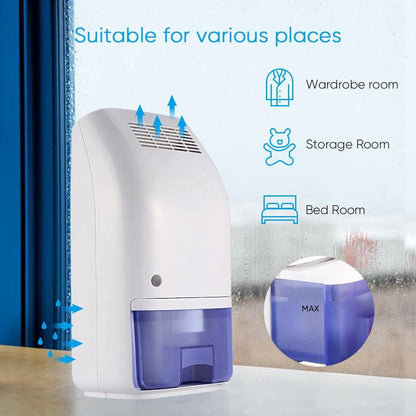 Tbest 700ml Compact Auto Min Dehumidifier Ultra Quiet Lightweight Portable Dehumidifier for Small Rooms Bathroom, Bedroom, Wardrobe Room, Closet