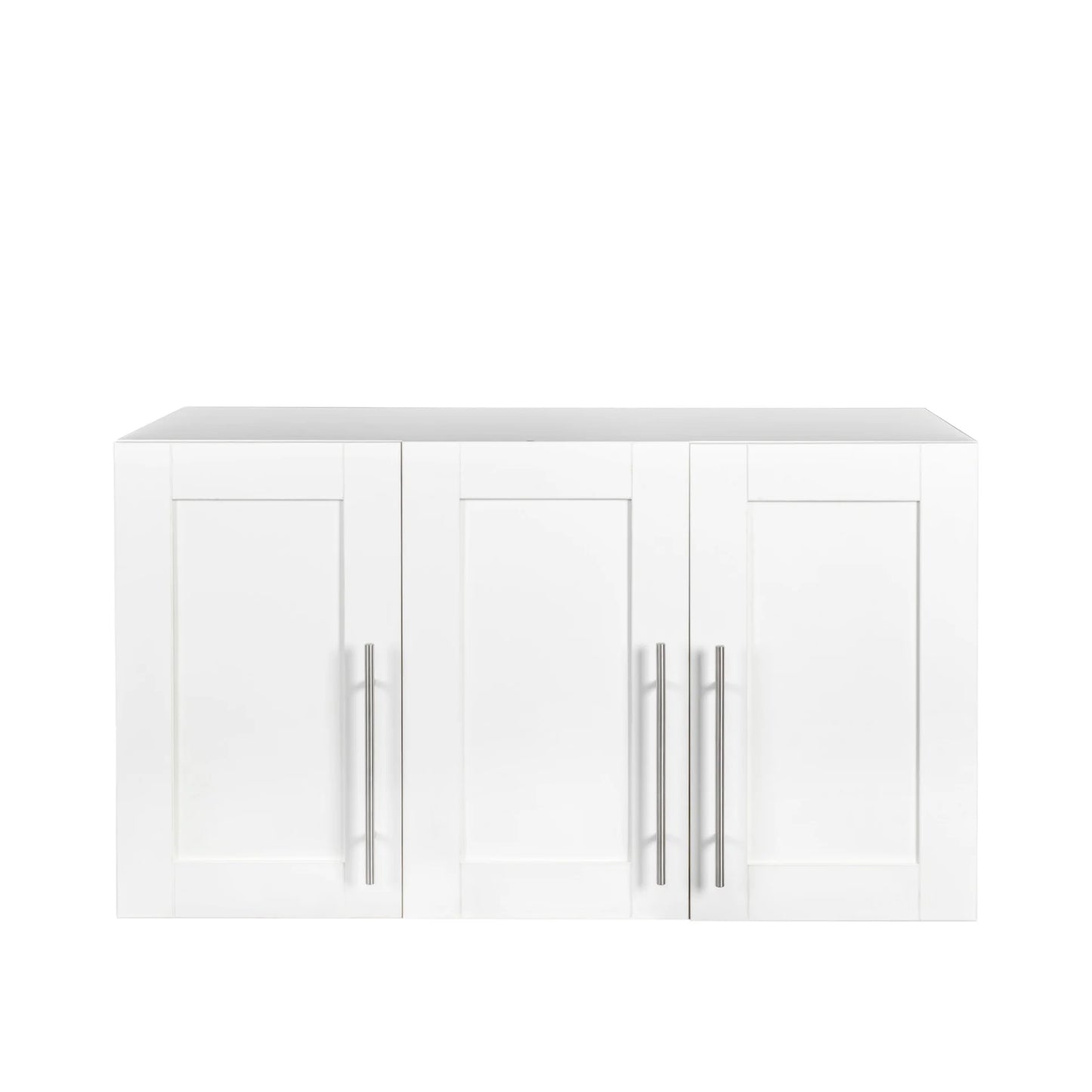 Wall Mounted Storage Cabinet, Kitchen Bathroom Wall Cabinet with Adjustable Shelves, Upper Stackable Storage Cabinet with 3 Doors, 15.75 "D x 35.43" W x 19.69 "H, White