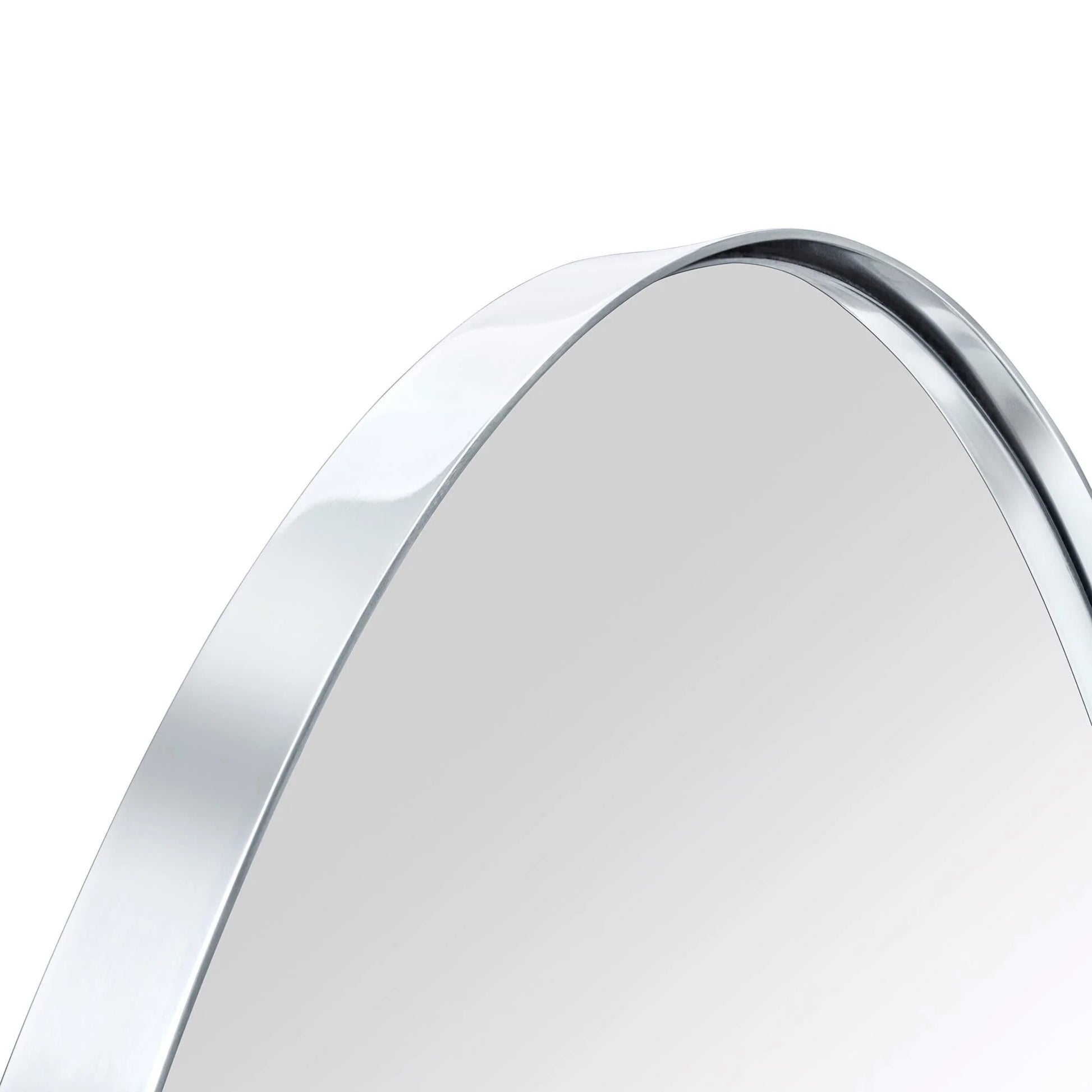 TEHOME Chrome Oval Recessed Bathroom Medicine Cabinet with Mirror Stainless Steel Metal Framed Oblong Pill Shaped Bathroom Cabinet with Mirror 16x33''