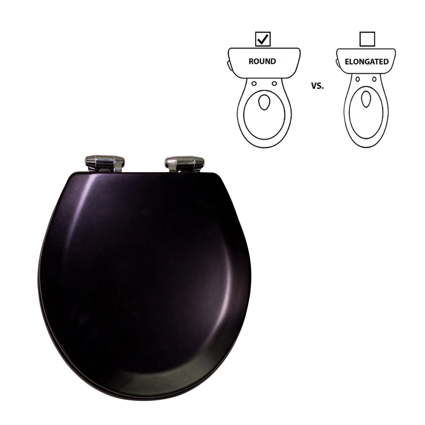 Dalton Toilet Seat Round Soft Close ??Black Rustic Wooden Round Standard Toilet Seat for Bathroom ??Design House, 561241-BLK