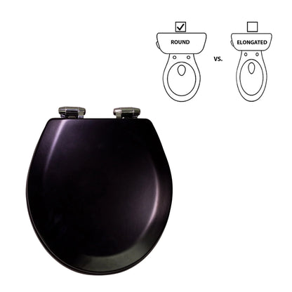 Dalton Toilet Seat Round Soft Close ??Black Rustic Wooden Round Standard Toilet Seat for Bathroom ??Design House, 561241-BLK