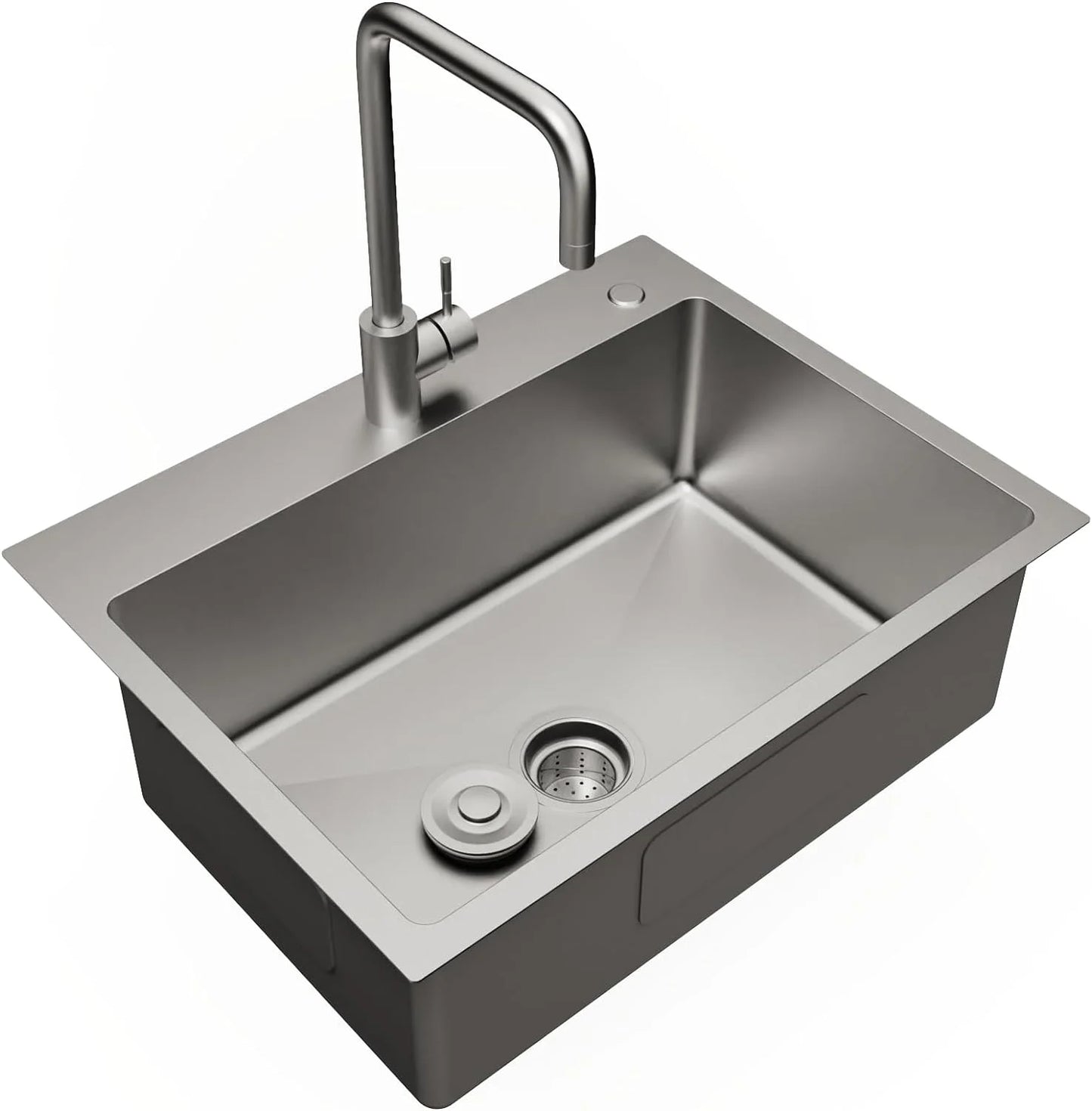 Goodyo 24" Freestanding Utility Sink Stainless Steel Laundry Sink with Bracket and Drain Kit for Laundry Room, Bathroom, Garage, Basement, Outdoor and Indoor, Silver