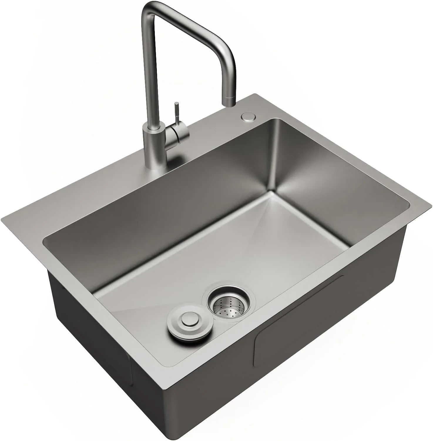 Goodyo 24" Freestanding Utility Sink Stainless Steel Laundry Sink with Bracket and Drain Kit for Laundry Room, Bathroom, Garage, Basement, Outdoor and Indoor, Silver