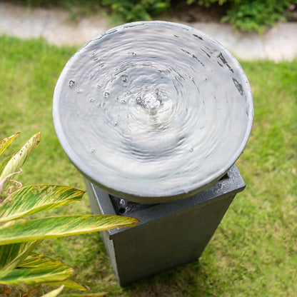 CoSoTower 35.5" Polyresin Gray Zen Bowl Water Fountain, Outdoor Bird Feeder /Bath Fountains, Relaxing Water Feature for Garden Lawn Backyard Porch