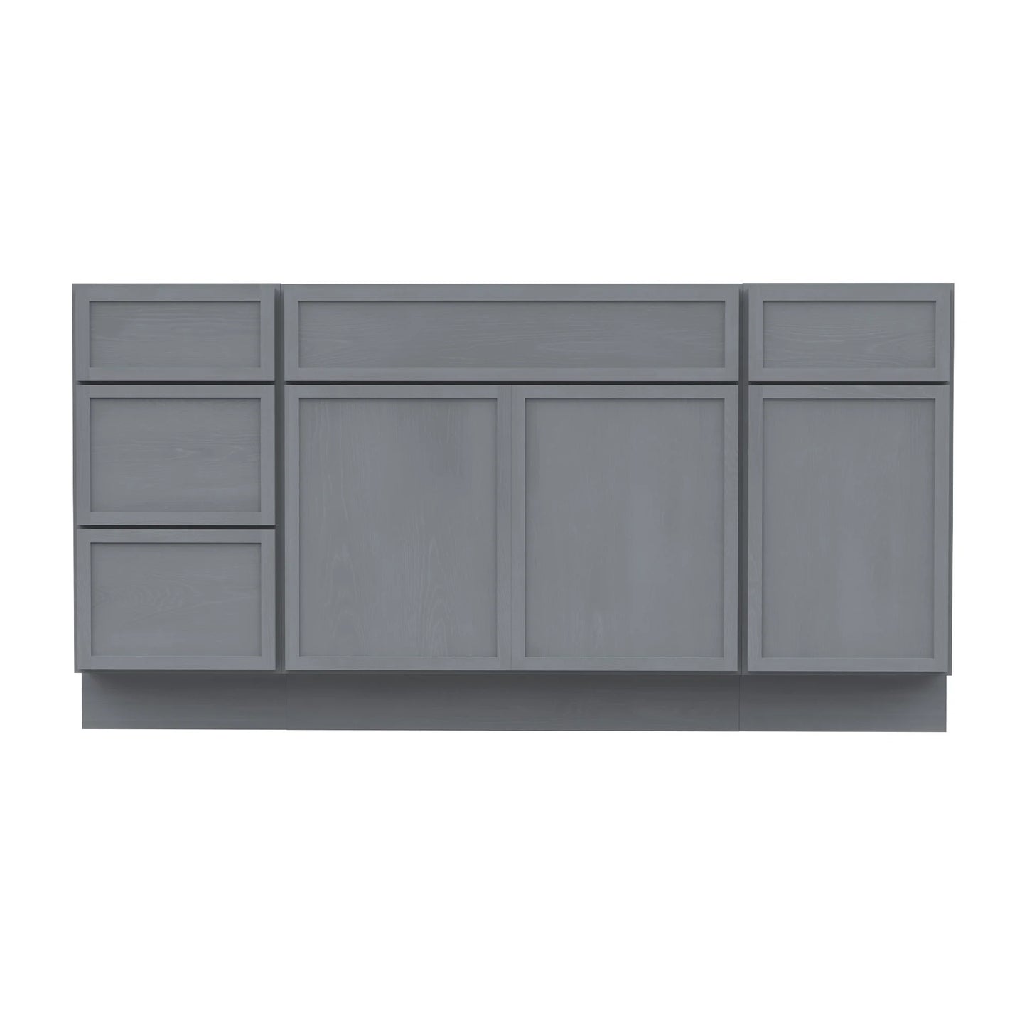 Vanity Art 63" Freestanding Bathroom Vanity Cabinet without Top in Smoky Gray