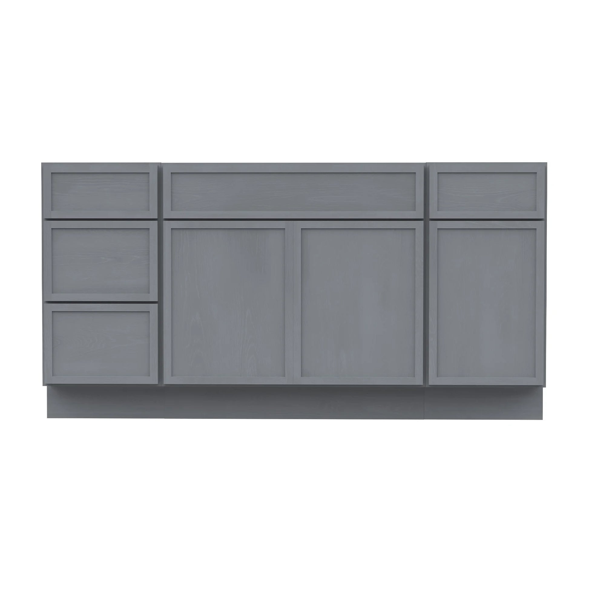 Vanity Art 63" Freestanding Bathroom Vanity Cabinet without Top in Smoky Gray