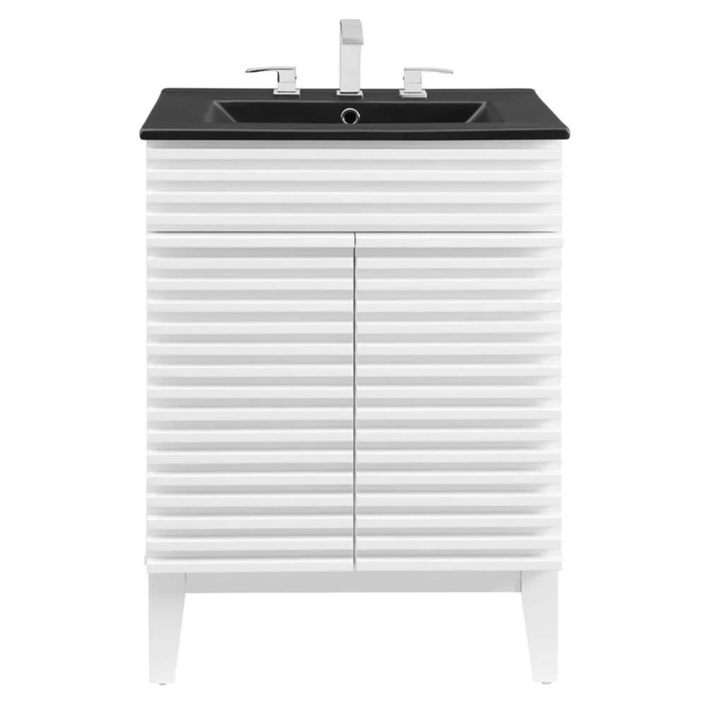 Modway Render 24" Bathroom Vanity in White Black