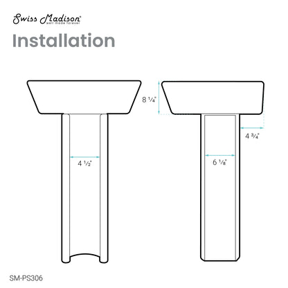 Sublime Pedestal Bathroom Sink Square Single Faucet Hole