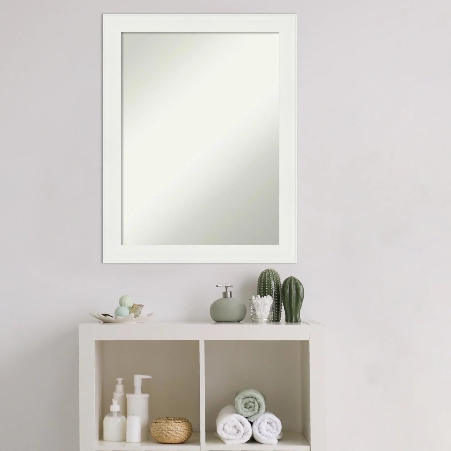 Amanti Art Vanity White Framed Non-Beveled Bathroom Vanity Wall Mirror - 21.5 x 27.5 in