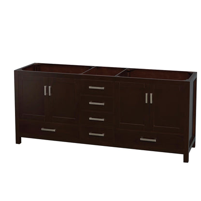 Wyndham Collection Sheffield 79" No Mirror Wood Double Bathroom Vanity in Gray