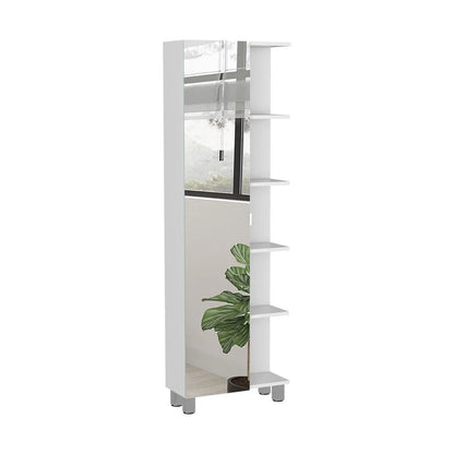 DUOSONG Urano Mirror Linen Cabinet, Four Interior Shelves, Five External Shelves -White White Particle Board Bath & Faucets Bathroom Storage