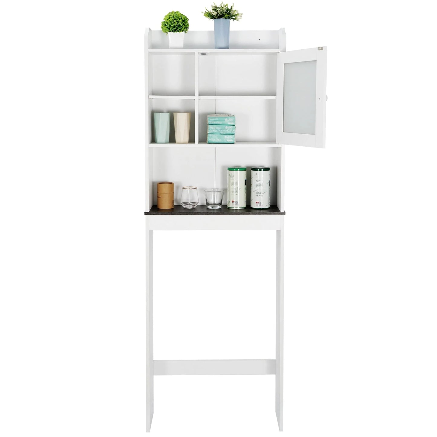 ZenSports Over The Toilet Storage Cabinet Organizer Bathroom Space Saver W/ Adjustable Shelves, White