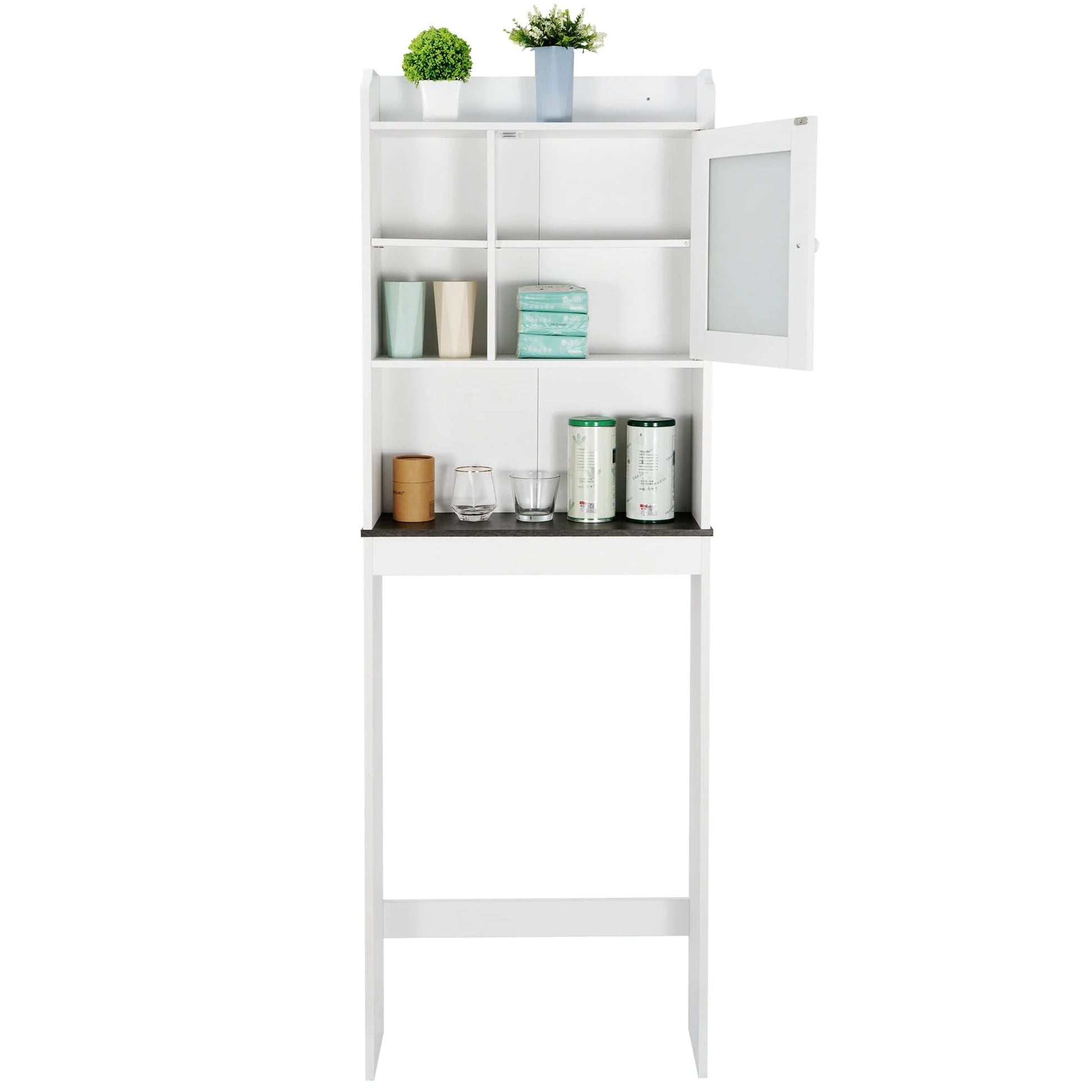 ZenSports Over The Toilet Storage Cabinet Organizer Bathroom Space Saver W/ Adjustable Shelves, White