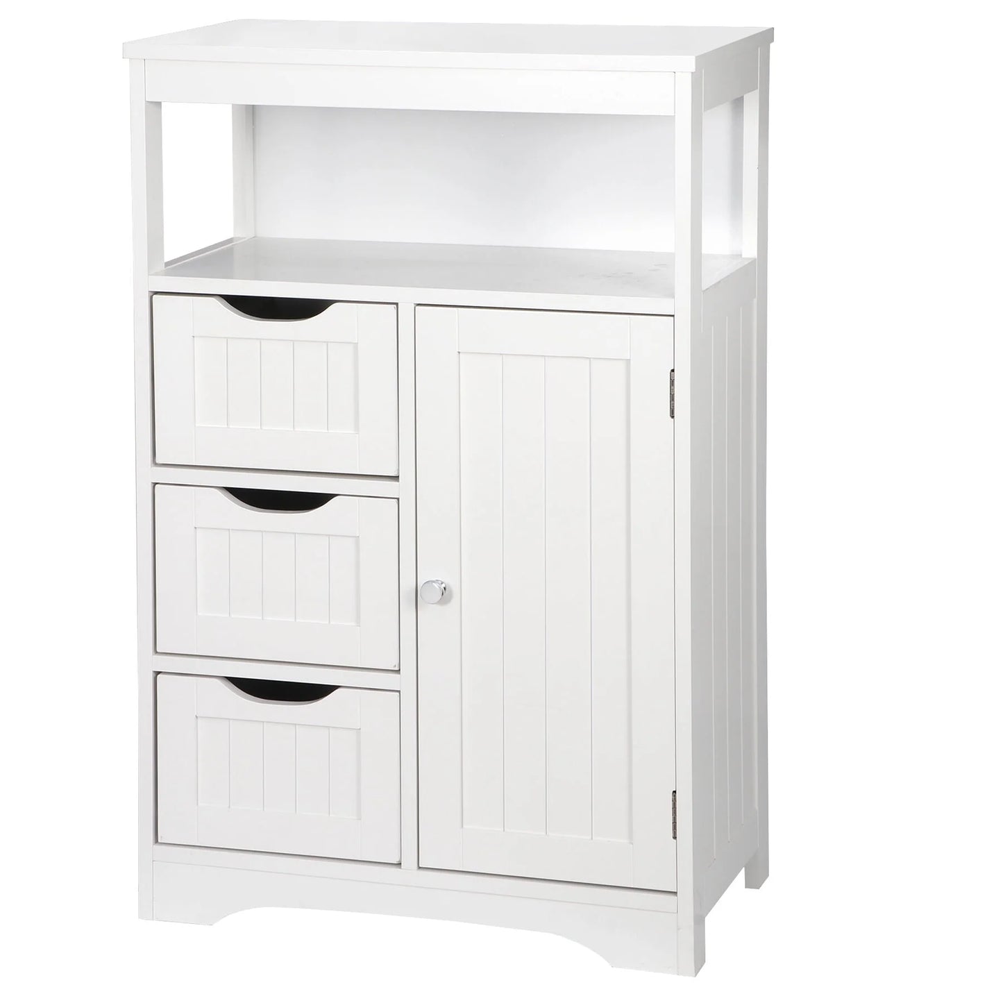 ZENY Bathroom Floor Cabinet, Free Standing Storage Cabinet with 3 Drawers and Adjustable Shelf, Modern Cupboard for Home Living Room Office, White