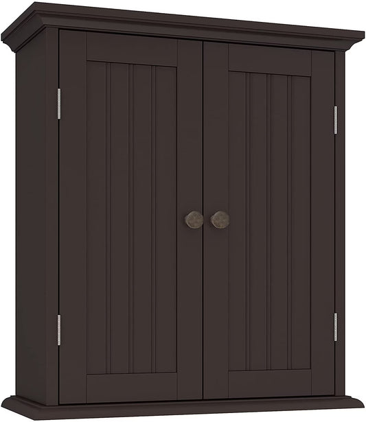 Bathroom Wall Cabinet, Over The Toilet Space Saver Storage Cabinet, Medicine Cabinet with 2 Door and Adjustable Shelves, Cupboard