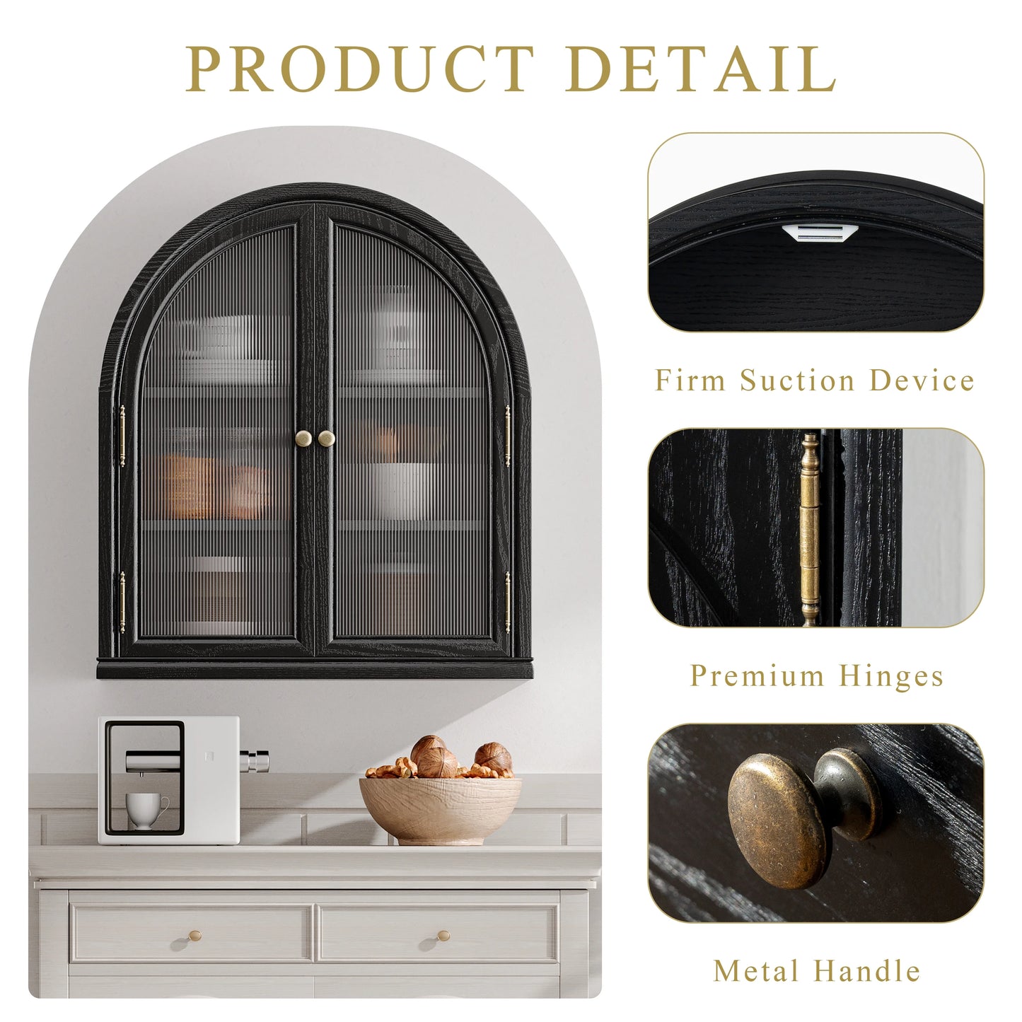 ANHDAH Arched Wall Cabinet Over Toilet, 2-Door Modern Medicine Storage with 2 Shelves. Space-Saving Mounted Organizer for Bathroom Towels & Cosmetics.