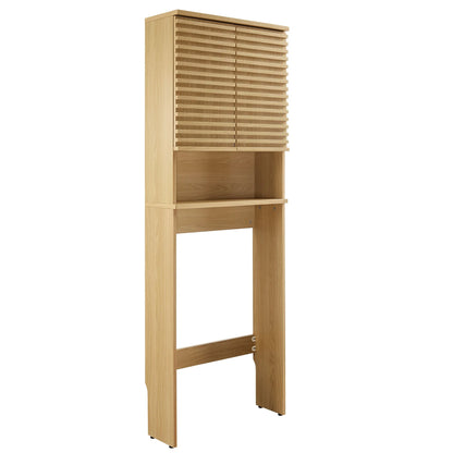 Modway Render Over the Toilet Bathroom Storage Cabinet in Oak