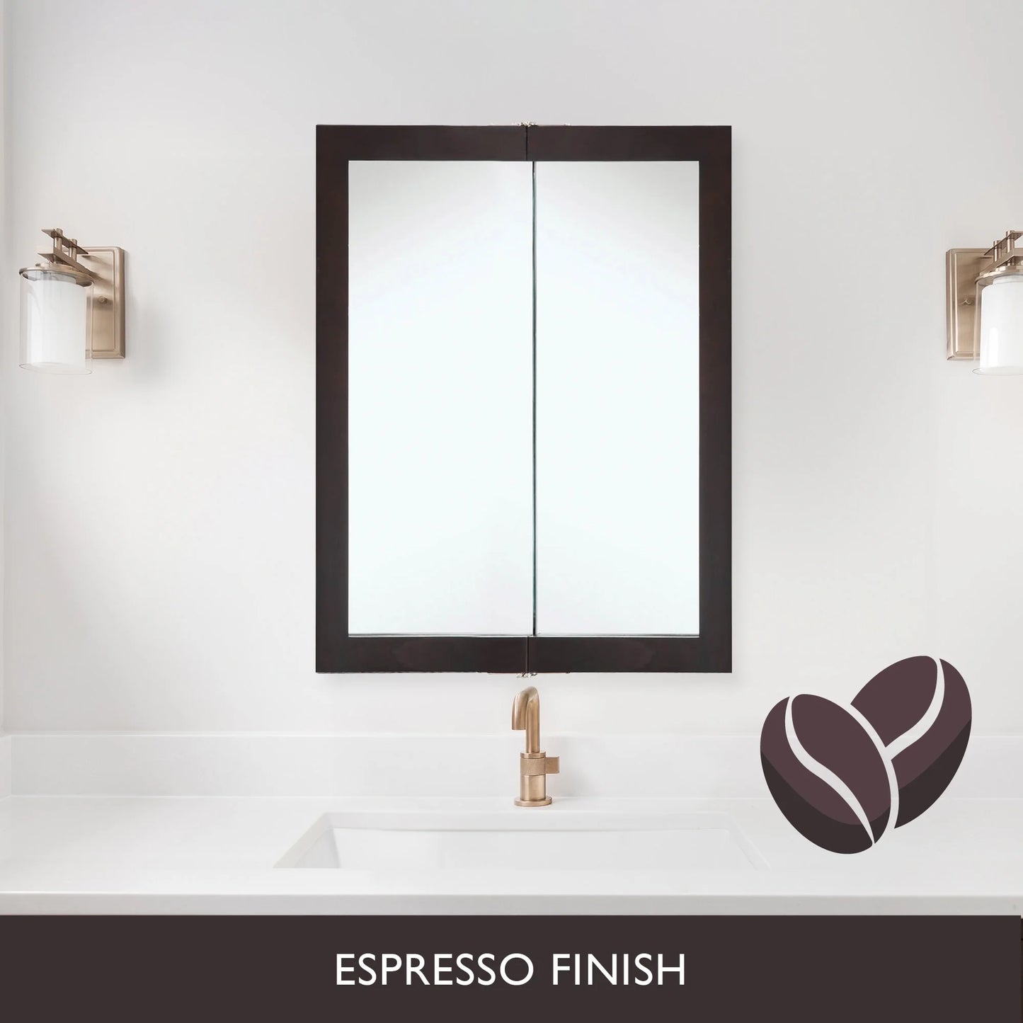 Design House Ventura 24" Wall Mounted Mirrored Bathroom Medicine Cabinet, Espresso