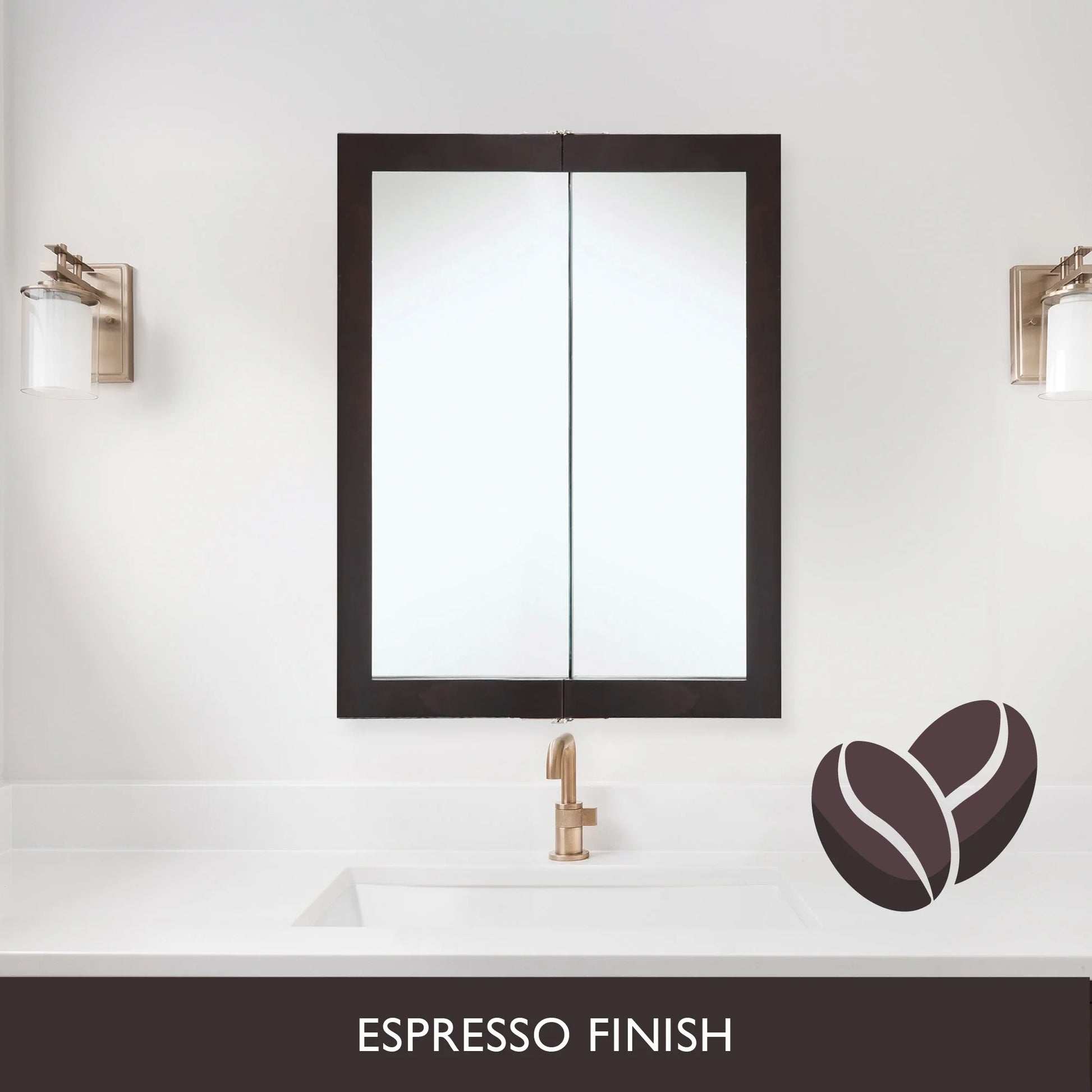 Design House Ventura 24" Wall Mounted Mirrored Bathroom Medicine Cabinet, Espresso