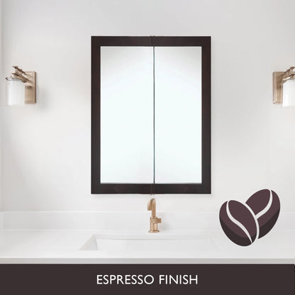 Design House Ventura 24" Wall Mounted Mirrored Bathroom Medicine Cabinet, Espresso