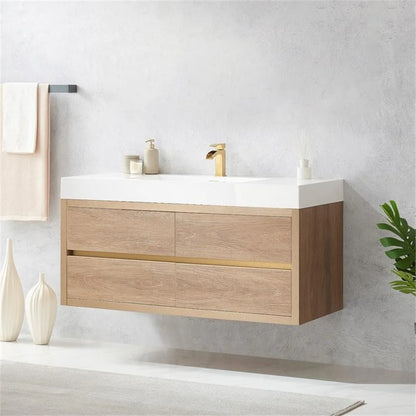 Palencia 48" Single Sink Wall-Mount Floating Wood Bathroom Vanity No Mirror