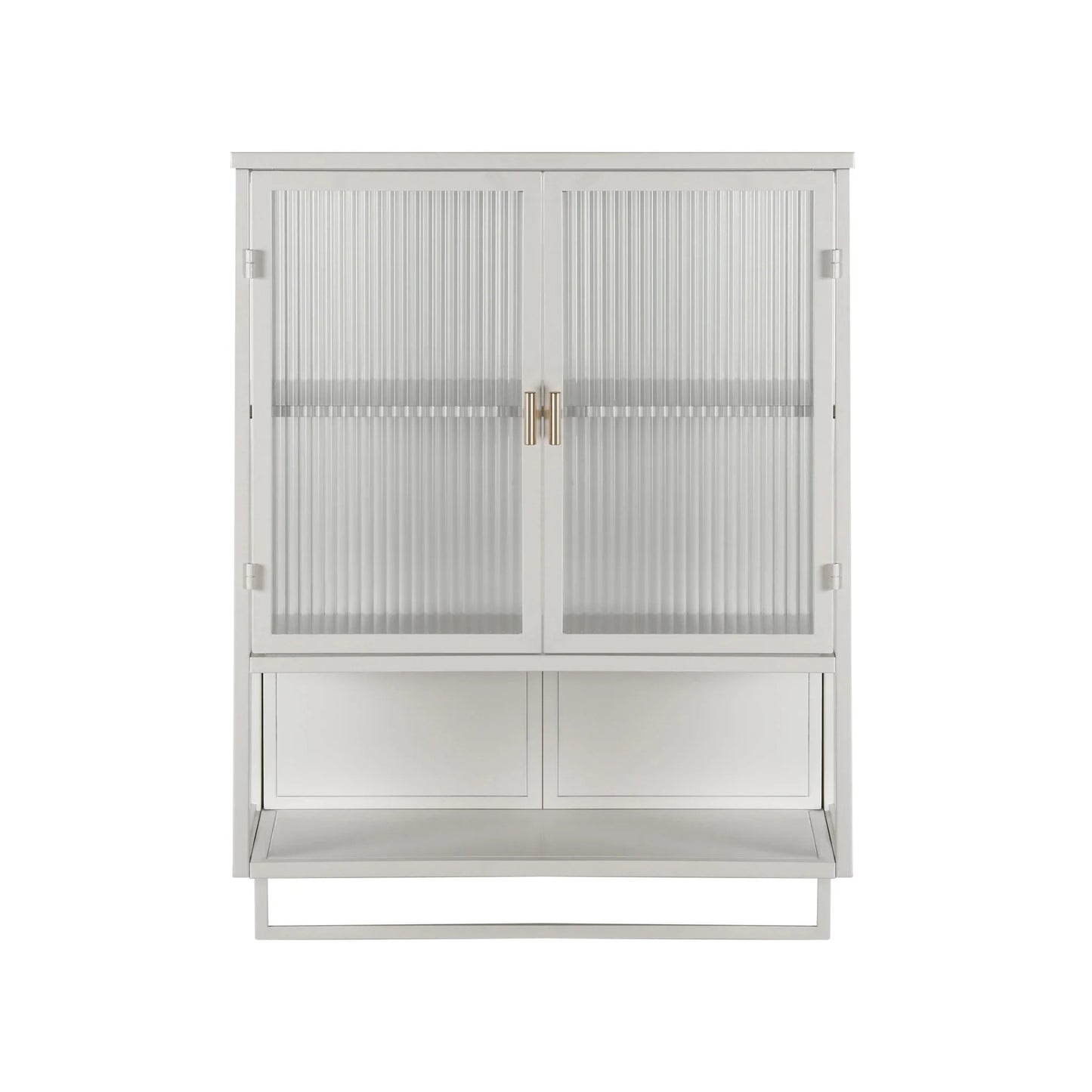 Bathroom Wall Cabinet, Over The Toilet Storage Cabinet with Open Shelf & Towel Rack, Bathroom Cabinet Wall Mount in Metal, Medicine Cabinets for Bathroom, Living Room, Laundry Room, White