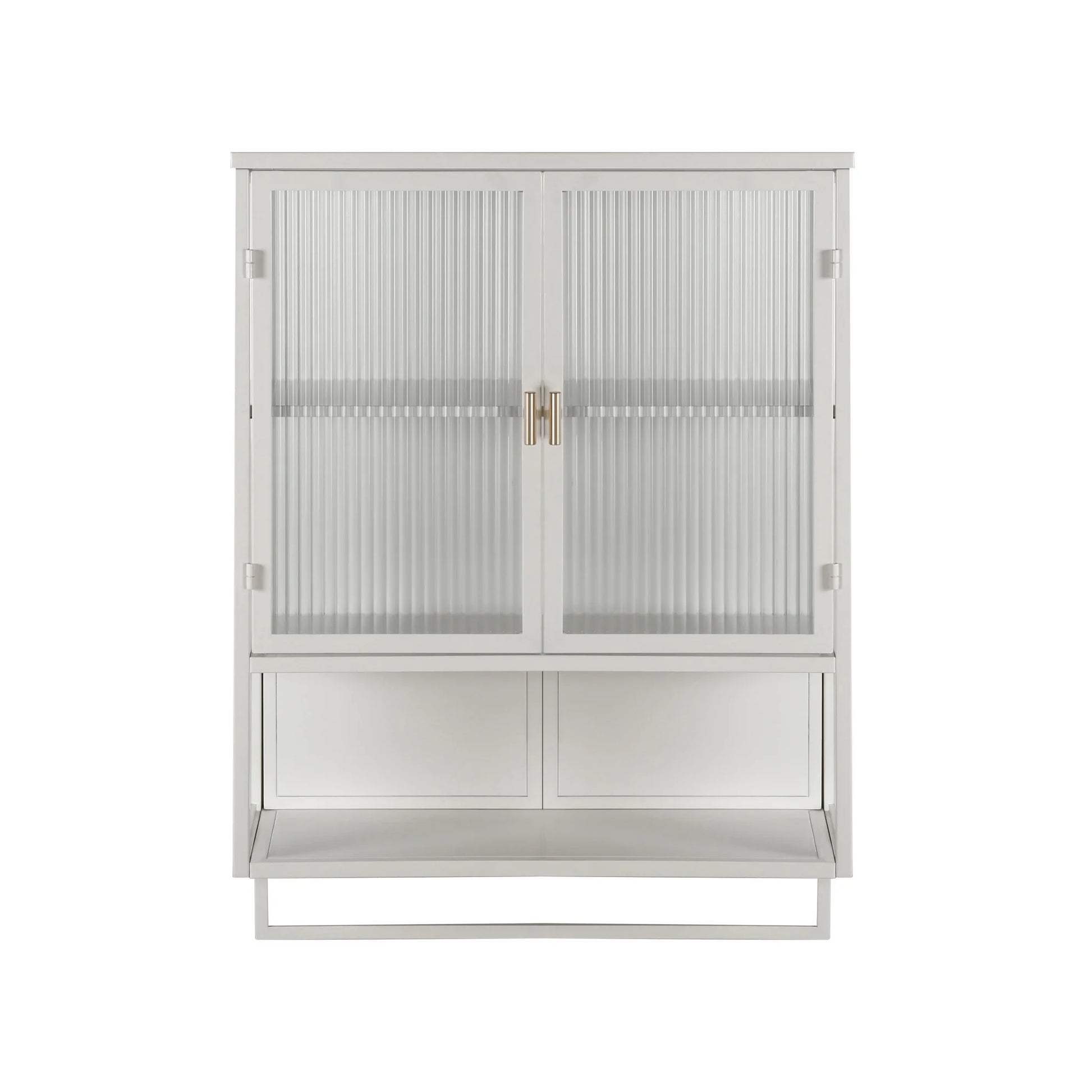 Bathroom Wall Cabinet, Over The Toilet Storage Cabinet with Open Shelf & Towel Rack, Bathroom Cabinet Wall Mount in Metal, Medicine Cabinets for Bathroom, Living Room, Laundry Room, White
