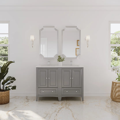 Fresca Oxford 48" Antique White Traditional Double Sink Bathroom Cabinets