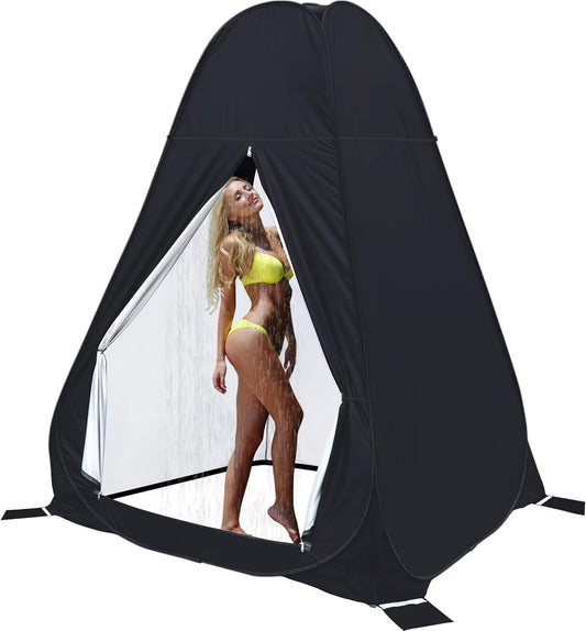 Shower Privacy Tent, 7FT Extra Large Pop Up Toilet Tent, Portable Outdoor Bathroom Shower Enclosure, Privacy Shelter for Changing Camping Hiking Beach Dressing, Fishing, UPF50+
