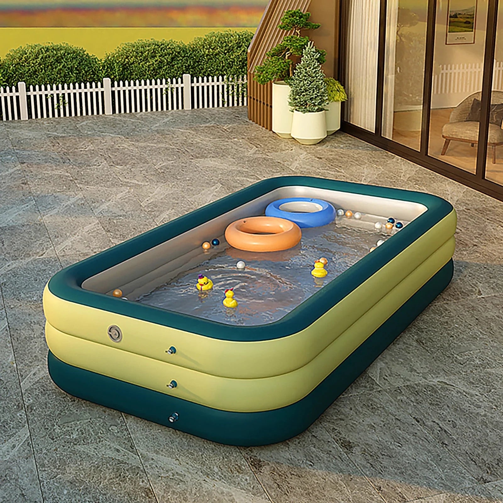 Family Inflatable Swimming Pool, Inflatable Pool for Baby, Kiddie, Kids, Adult, Outdoor, Garden, Backyard, Summer Water Party Inflatable Bathtub for Indoor or Outdoor