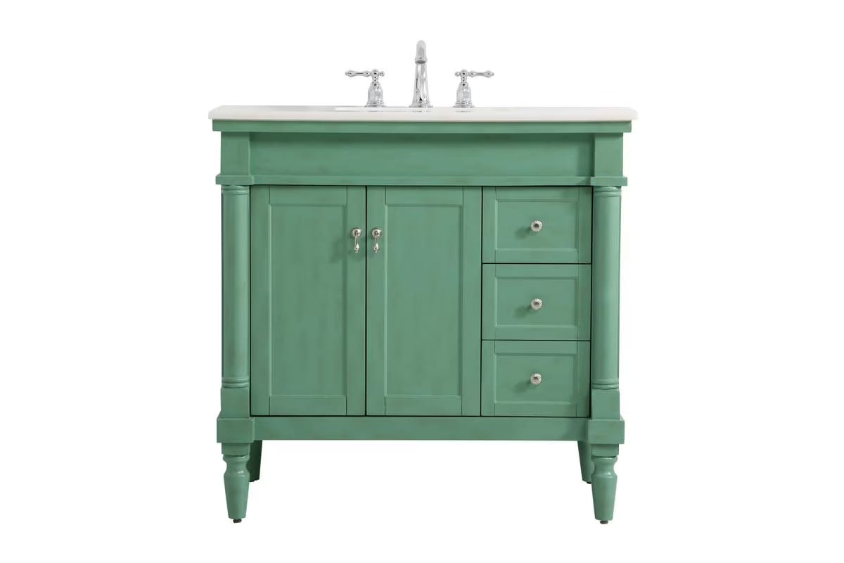 Elegant Decor Lexington 36" Solid Wood Single Bathroom Vanity in Blue